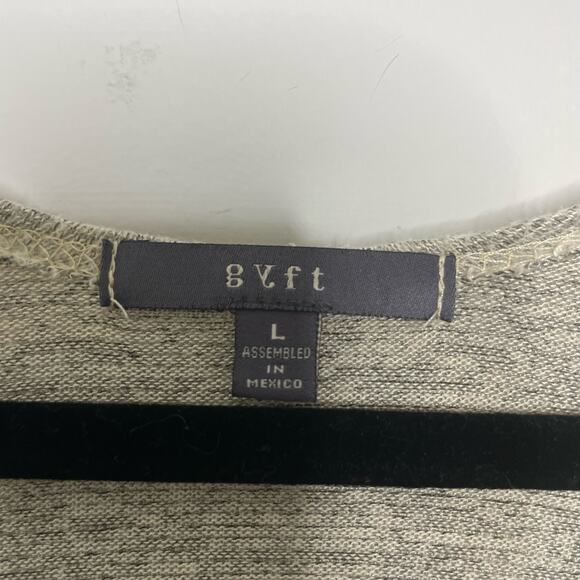 Gyft Long Sleeve Top Scoop Neck Drop Shoulder Sweater Gray Tan Lagenlook L - Picture 8 of 11